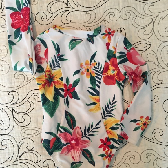 Old Navy, Long Sleeve Hawaiian Zip-Up Swimsuit - Picture 2 of 5